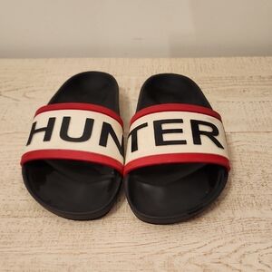 Hunter Black Slides with Red Accents